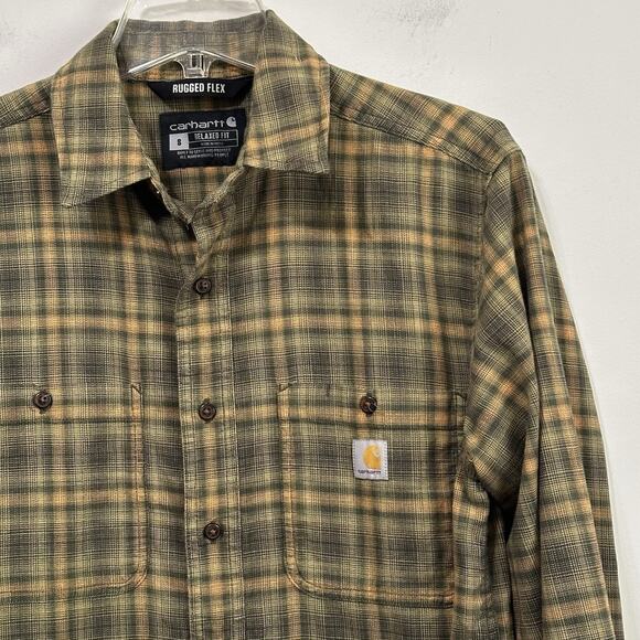 Carhartt Rugged Flex Flannel Shirt S Mens Button Front Pockets Relaxed Work - Picture 3 of 9